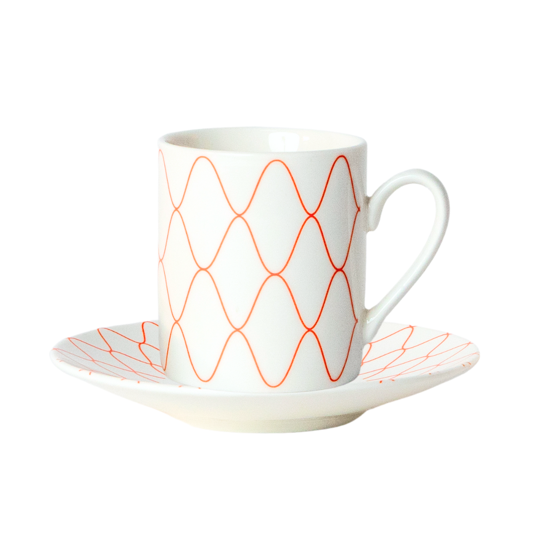 Lined Porcelain Tea Cup Set – 4 Pieces