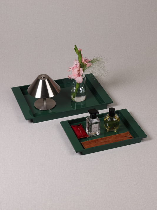 Rectangle Dark Green Tray (Set 2 Pcs)