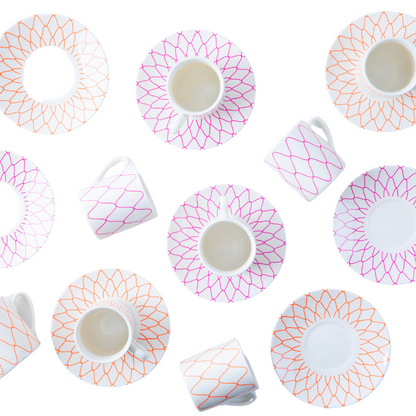 Lined Porcelain Tea Cup Set – 4 Pieces