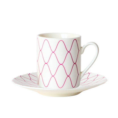 Lined Porcelain Tea Cup Set – 4 Pieces
