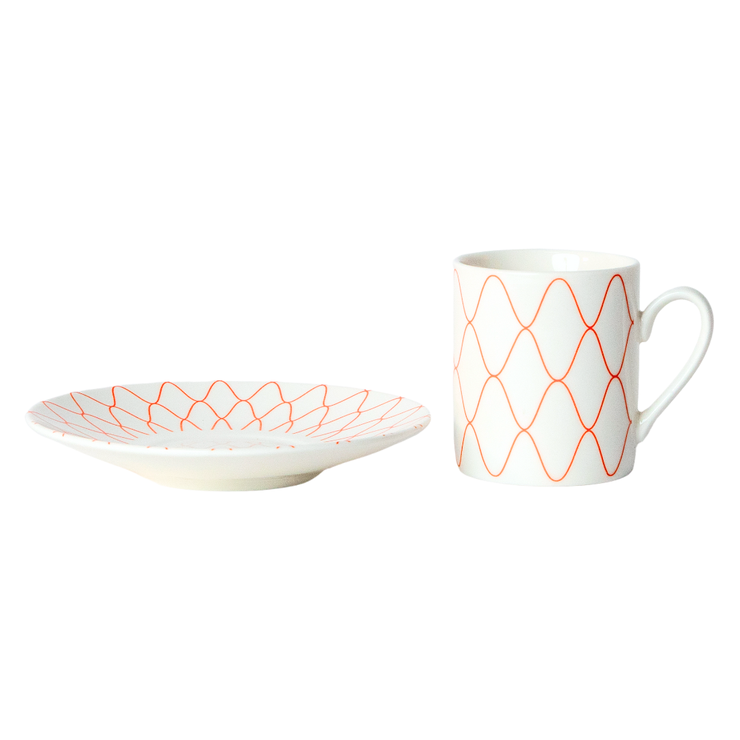 Lined Porcelain Tea Cup Set – 4 Pieces