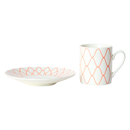 Lined Porcelain Tea Cup Set – 4 Pieces