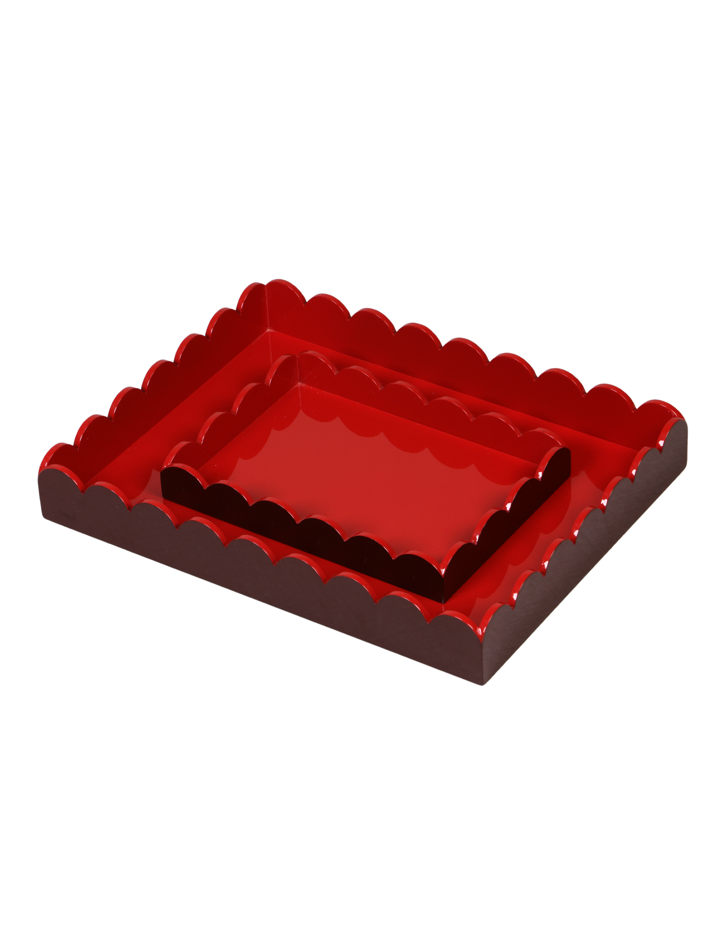 Red Curved Edge Tray (Set 2 Pcs)