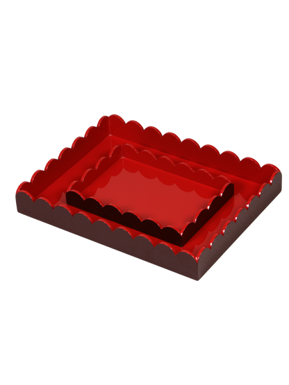 Red Curved Edge Tray (Set 2 Pcs)