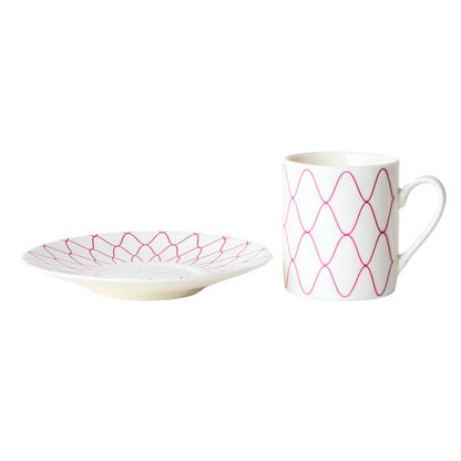 Lined Porcelain Tea Cup Set – 4 Pieces