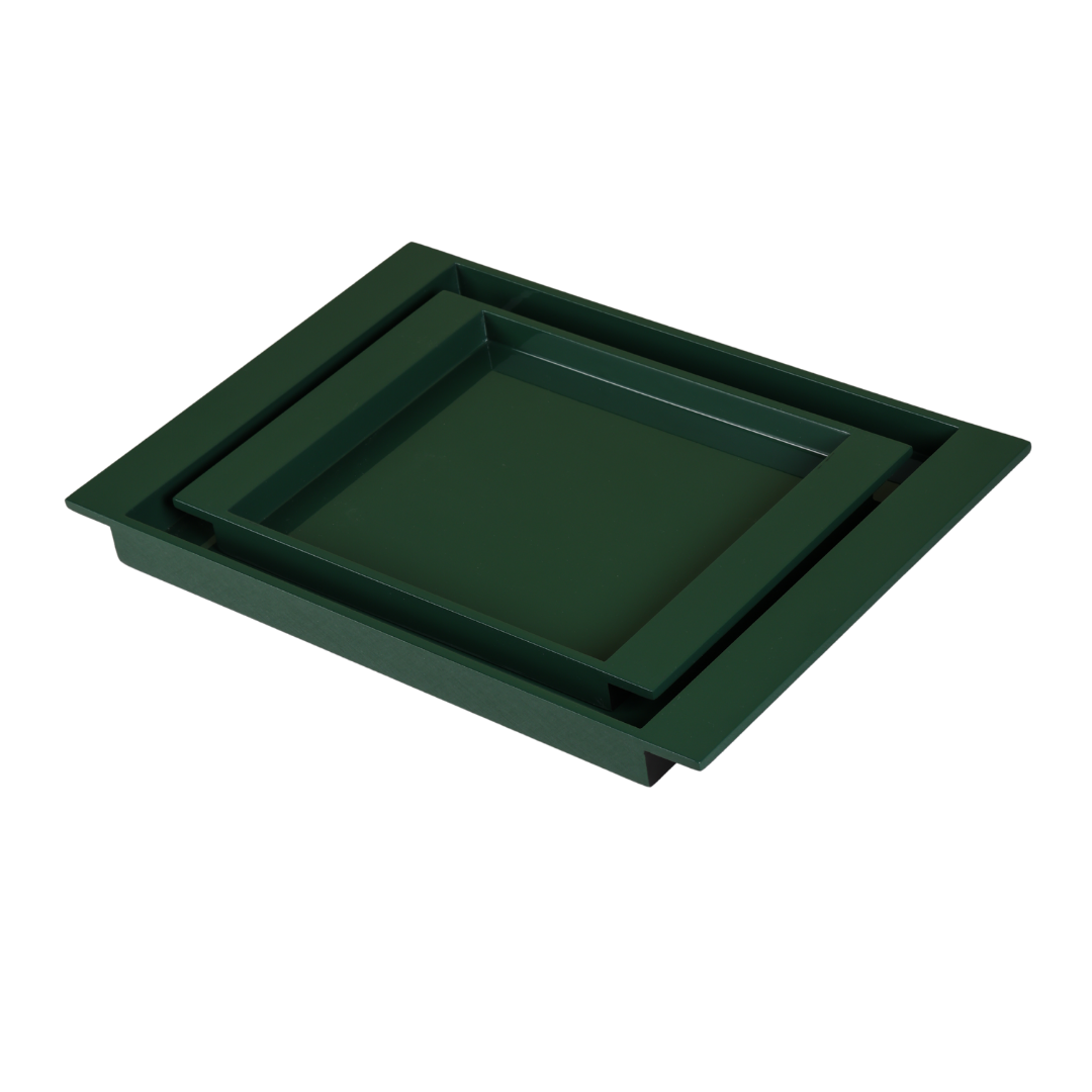 Rectangle Dark Green Tray (Set 2 Pcs)
