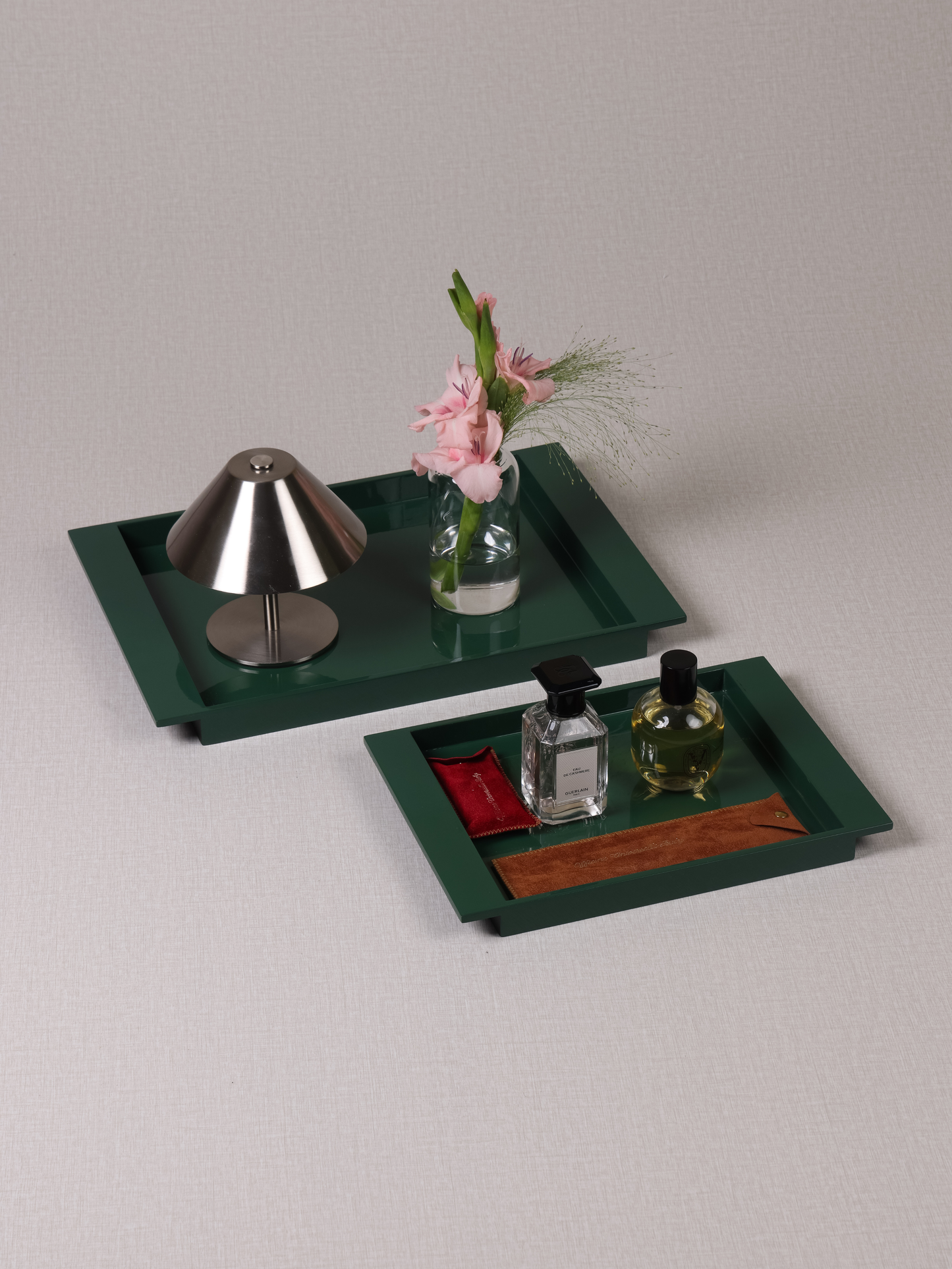 Rectangle Dark Green Tray (Set 2 Pcs)